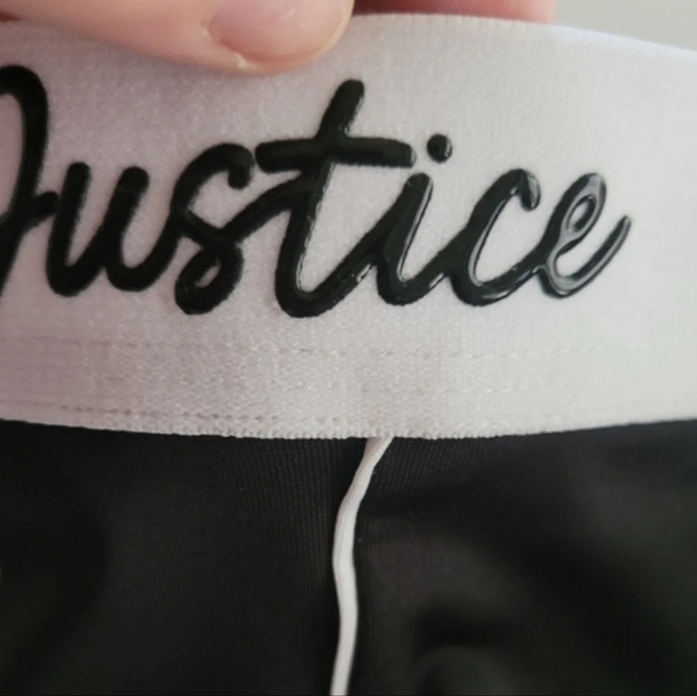 Justice Dance Gold, Black and White Pocketed Puff Paint Leggings Size XS Girls